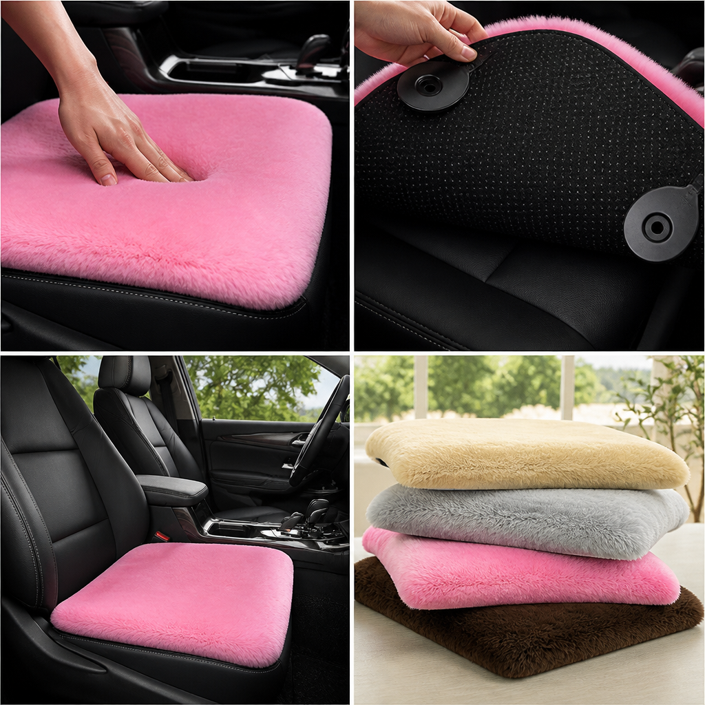 Plush Faux Fur & Non-Slip Car Seat Cushion
