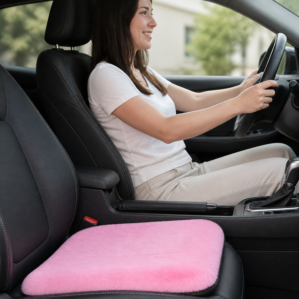 Plush Faux Fur & Non-Slip Car Seat Cushion