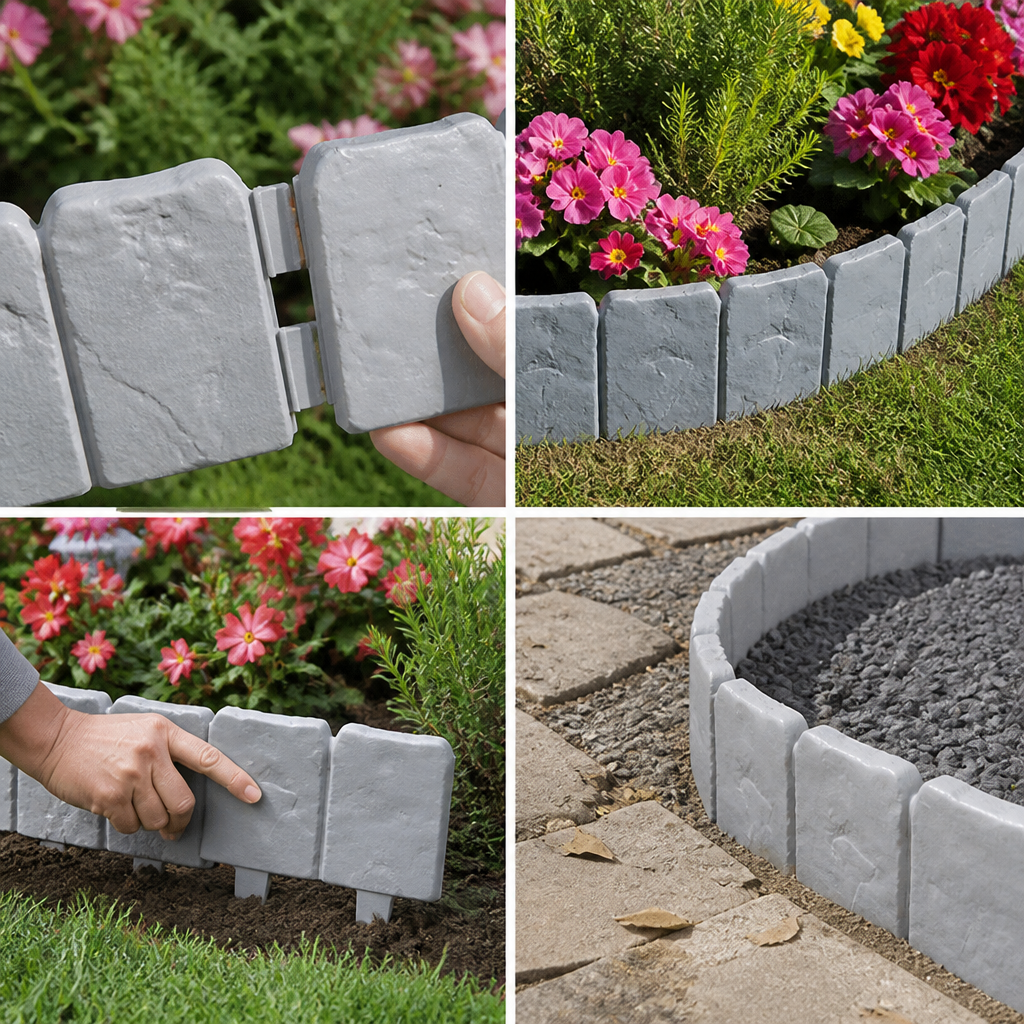 Realistic Cobblestone Flexible Interlocking Garden Edging