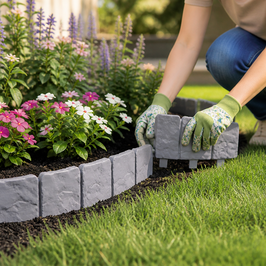 Realistic Cobblestone Flexible Interlocking Garden Edging