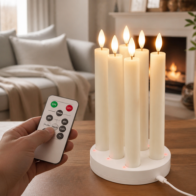 Rechargeable Remote-Controlled Real-Wax Taper Candles (Set of 6)