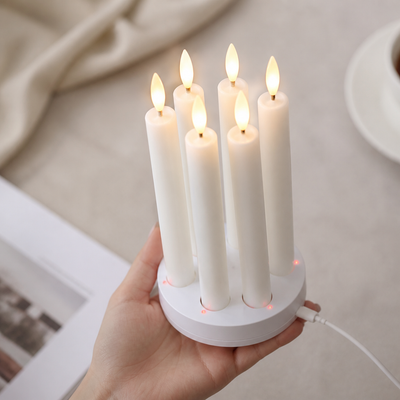 Rechargeable Remote-Controlled Real-Wax Taper Candles (Set of 6)