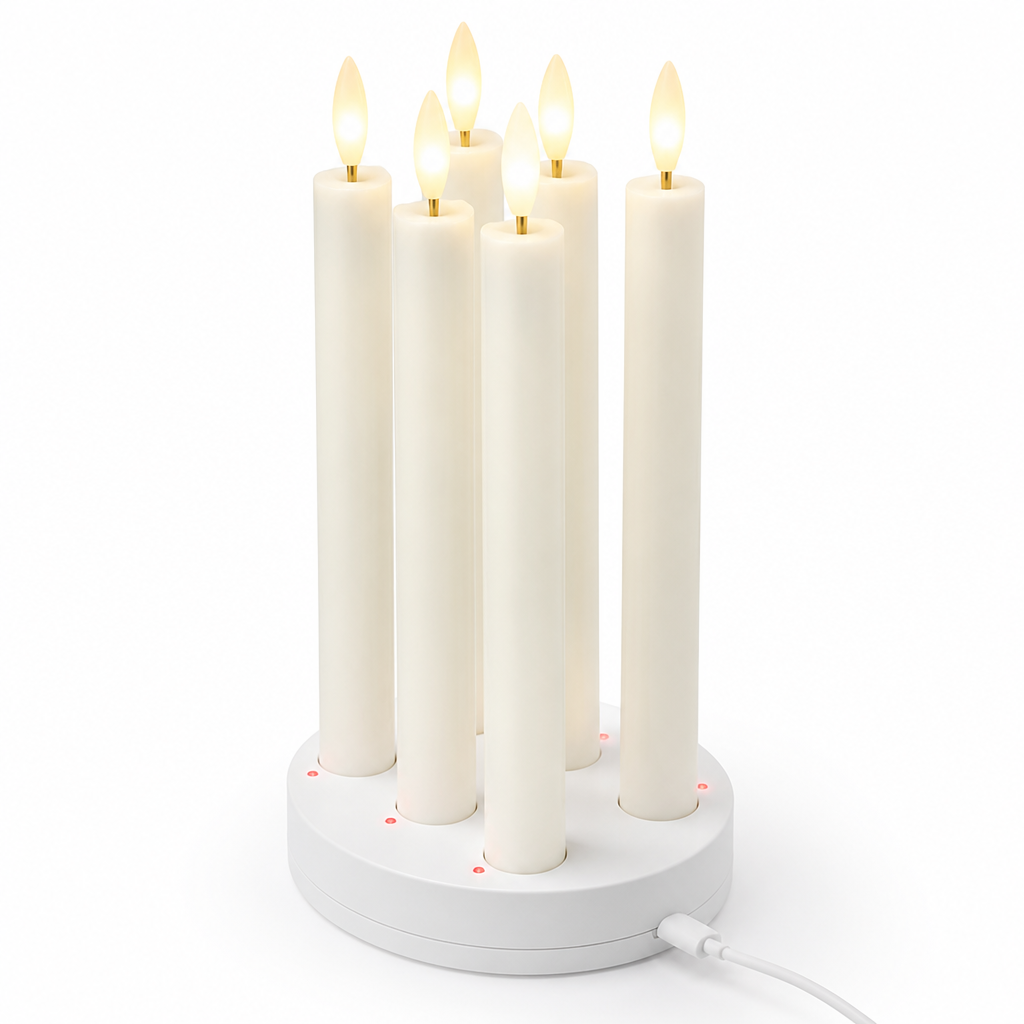 Rechargeable Remote-Controlled Real-Wax Taper Candles (Set of 6)