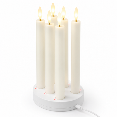 Rechargeable Remote-Controlled Real-Wax Taper Candles (Set of 6)