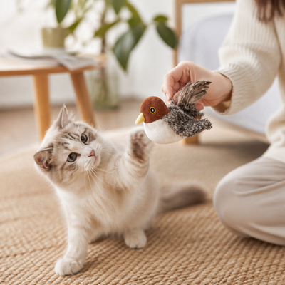 Rechargeable Touch-Activated Fluttering & Chirping Cat Toy