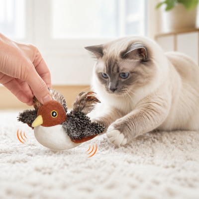 Rechargeable Touch-Activated Fluttering & Chirping Cat Toy