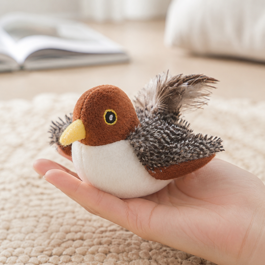 Rechargeable Touch-Activated Fluttering & Chirping Cat Toy