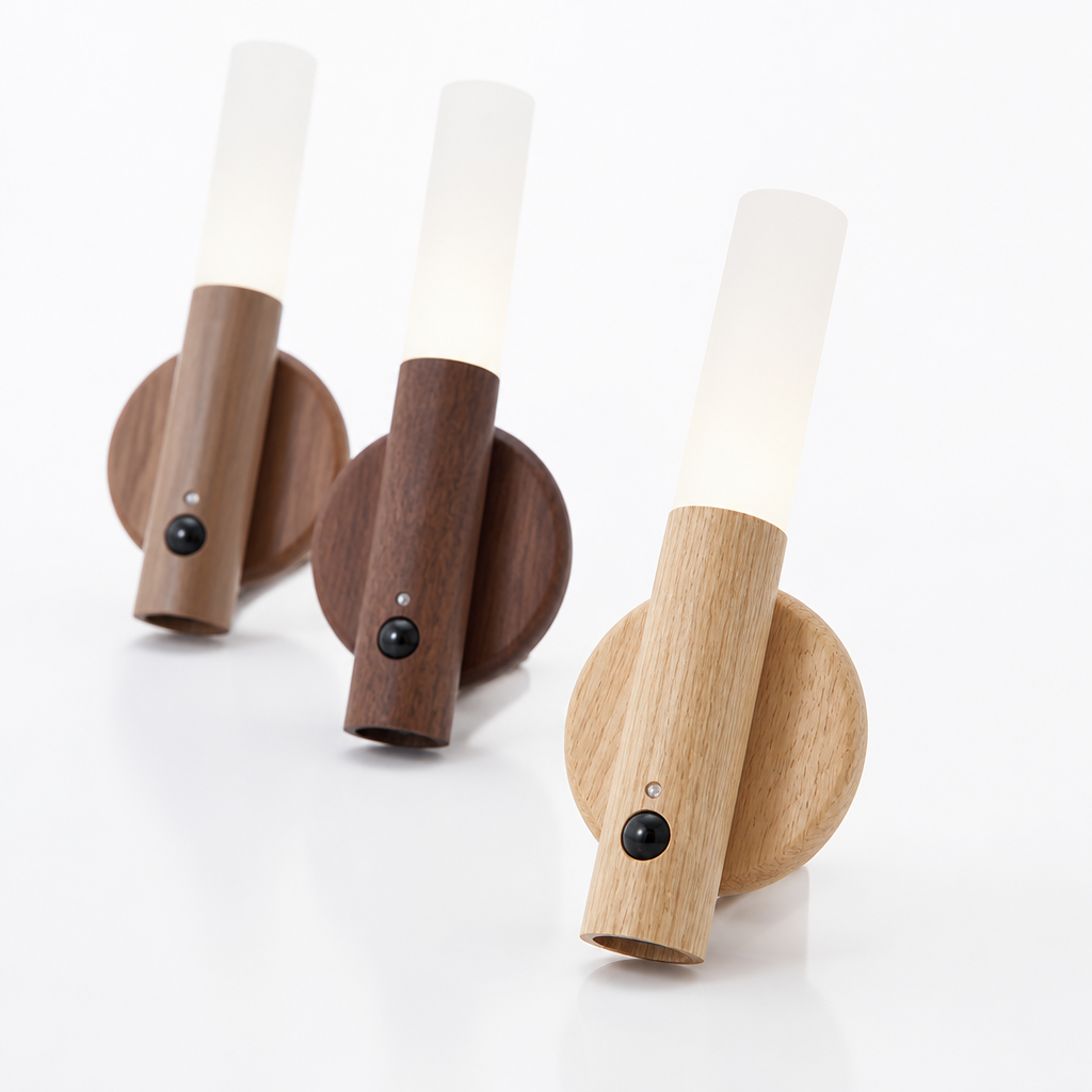 Rechargeable Wooden Motion Sensor Wall Lamp (Magnetic Base)