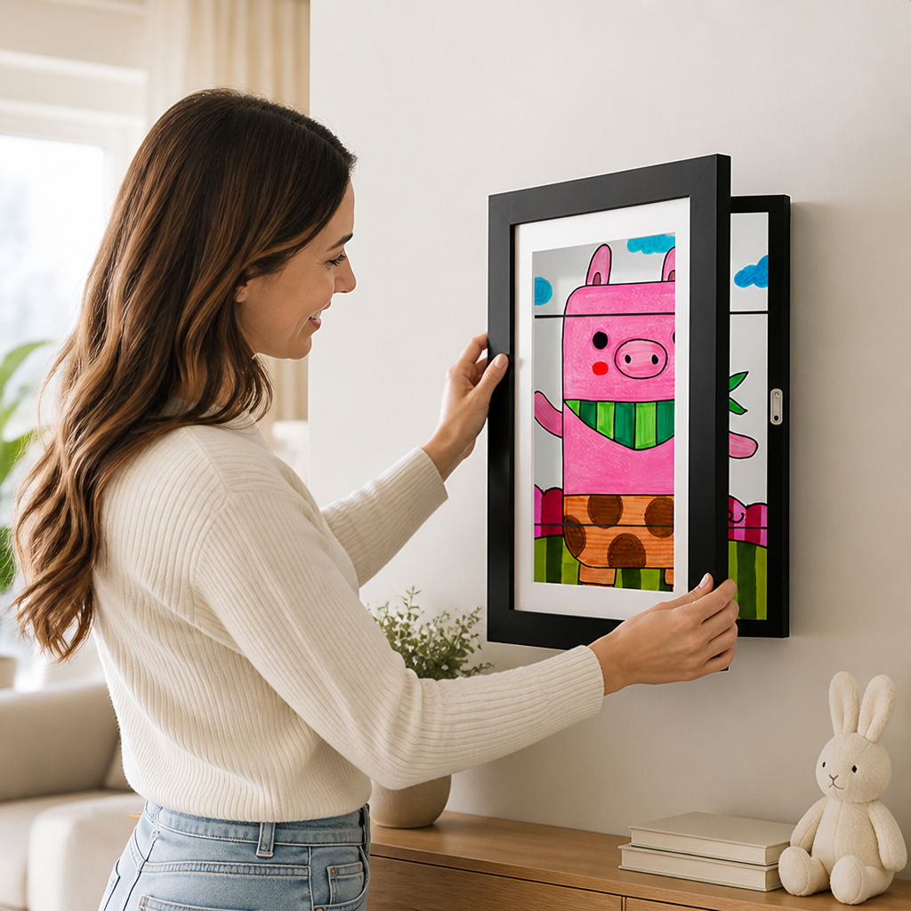 Rotating Magnetic Kids Art Frame (Holds 150 Drawings)