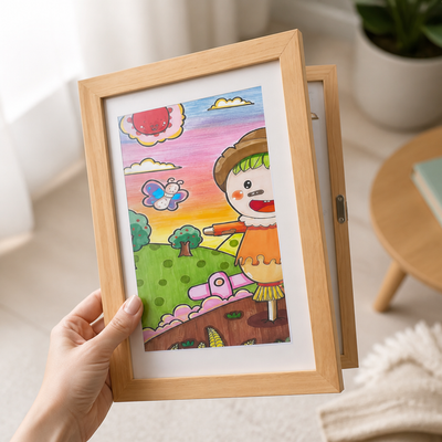 Rotating Magnetic Kids Art Frame (Holds 150 Drawings)