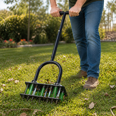 Self-Cleaning & Height-Adjustable Lawn Aerator (15 Spikes)