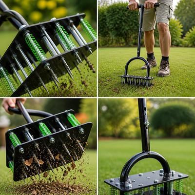 Self-Cleaning & Height-Adjustable Lawn Aerator (15 Spikes)
