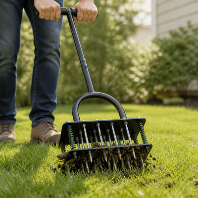 Self-Cleaning & Height-Adjustable Lawn Aerator (15 Spikes)