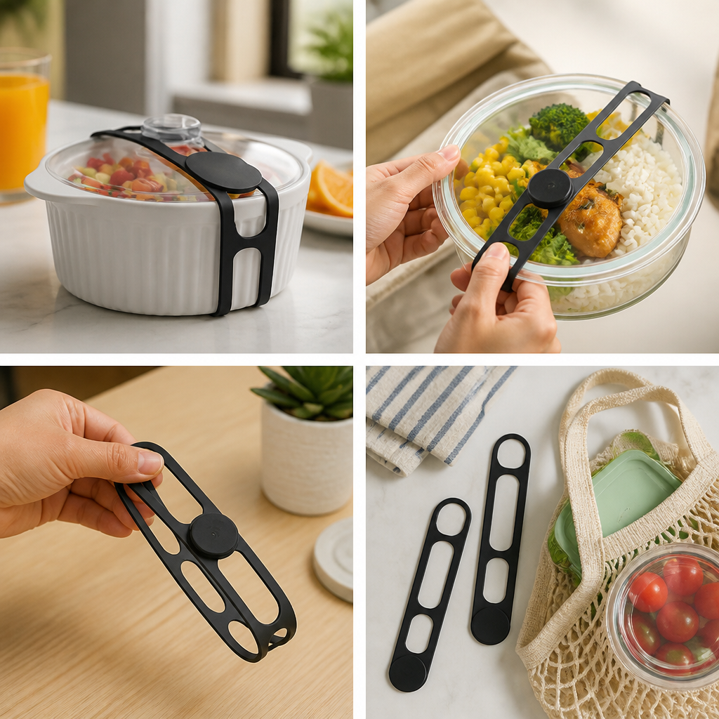 Self-Locking Stretchable Silicone Container Strap