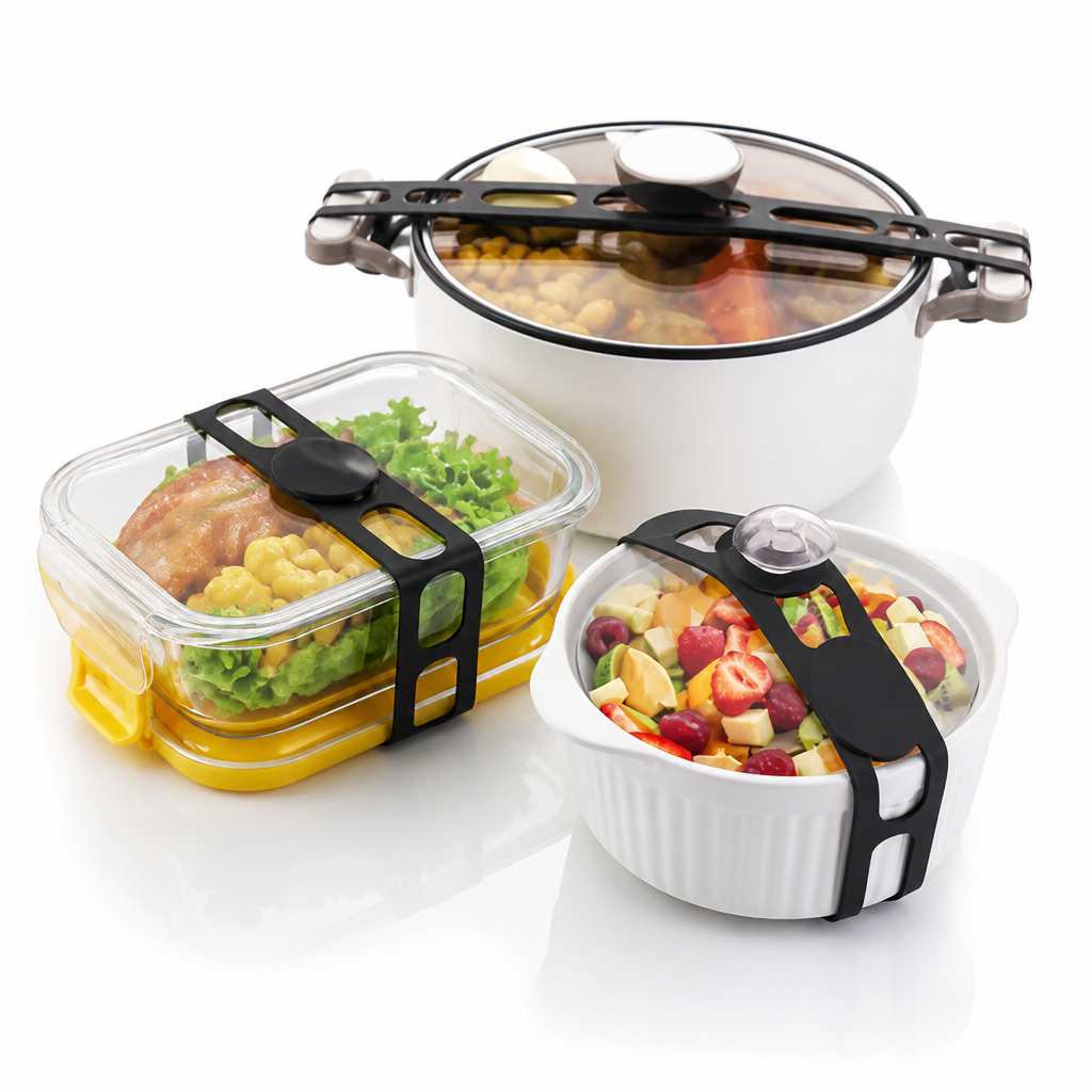 Self-Locking Stretchable Silicone Container Strap