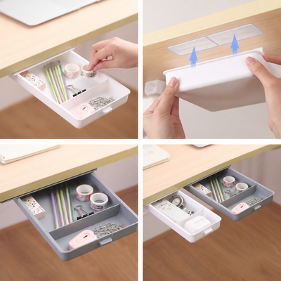 Slim Peel-And-Stick Under-Desk Storage Drawer (Set of 2)
