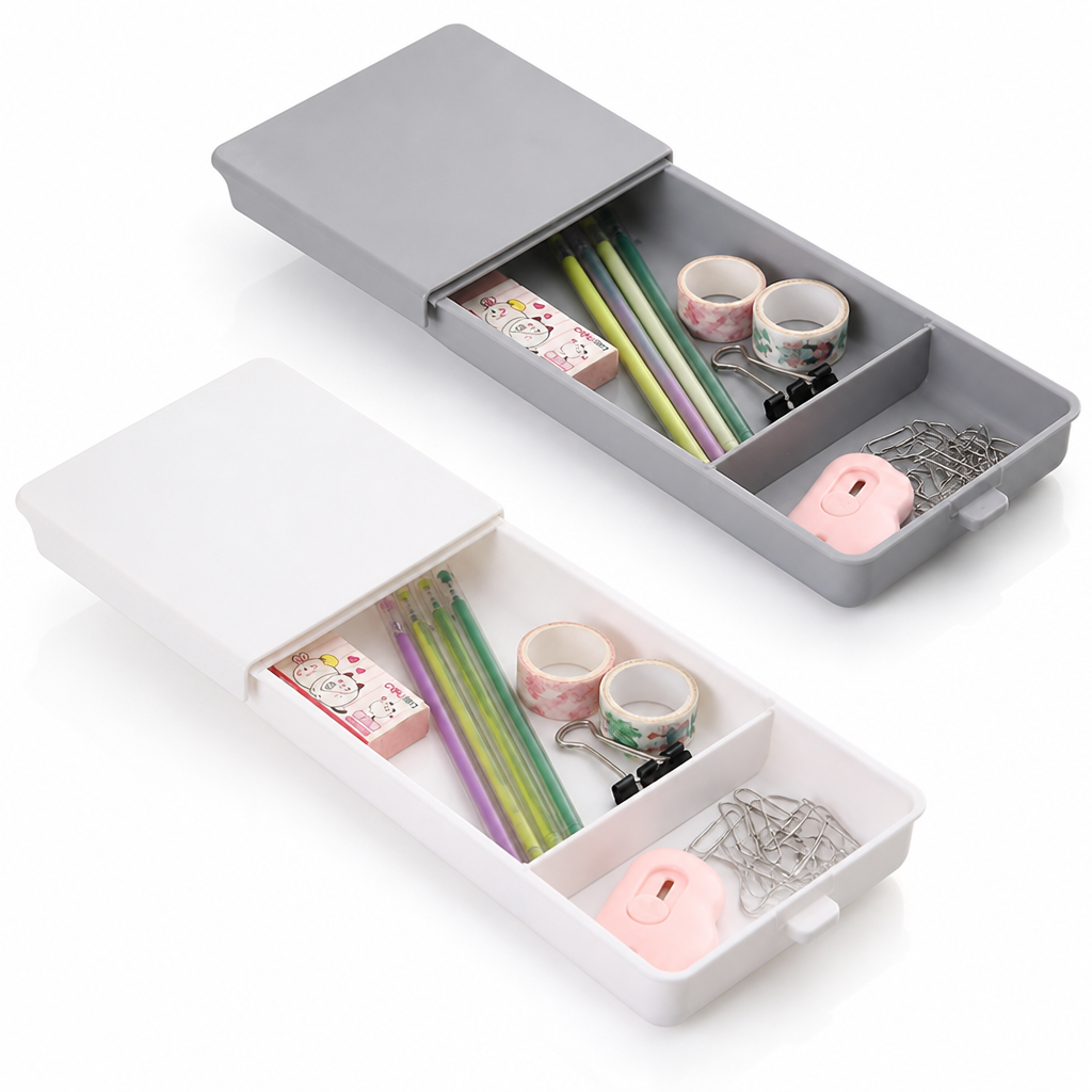 Slim Peel-And-Stick Under-Desk Storage Drawer (Set of 2)