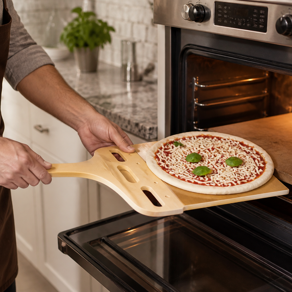 Smart Sliding Pizza Peel (Ergonomic Handle & Even Base Support)