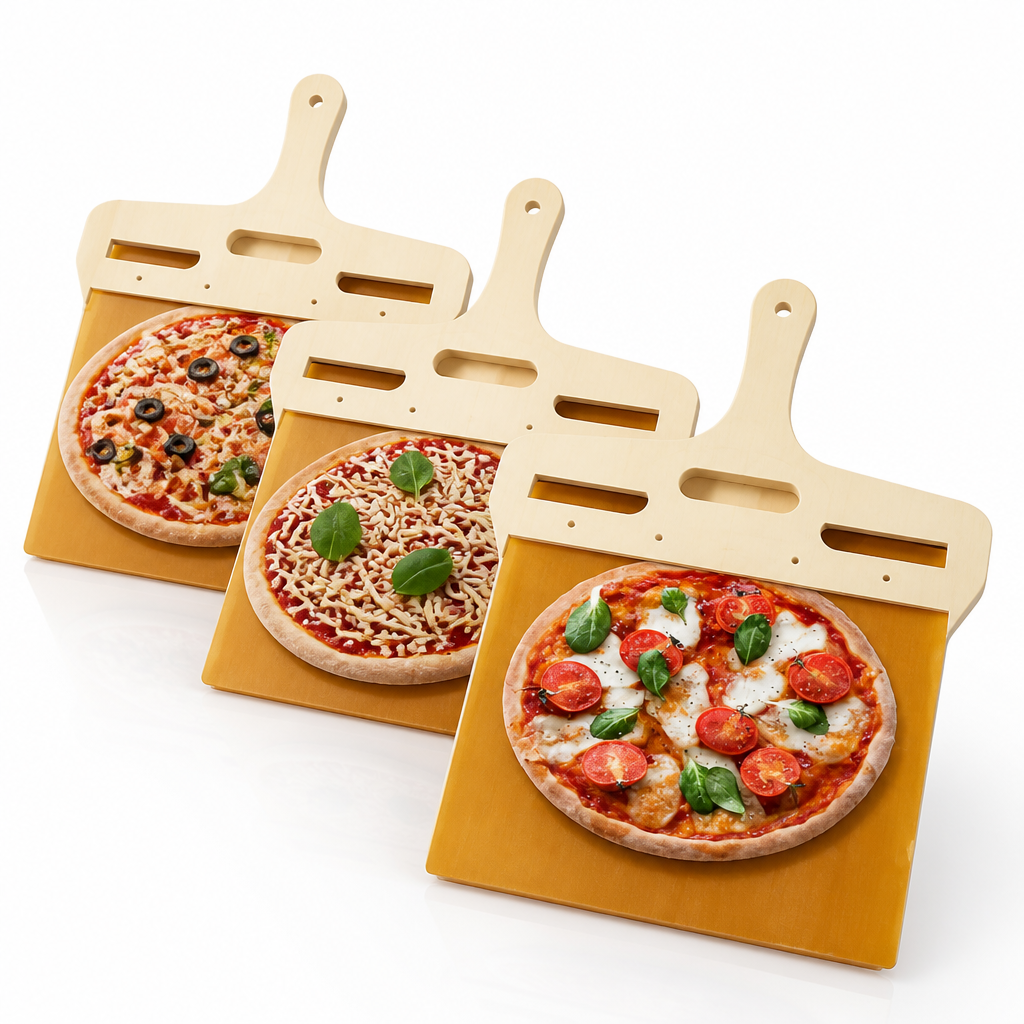 Smart Sliding Pizza Peel (Ergonomic Handle & Even Base Support)