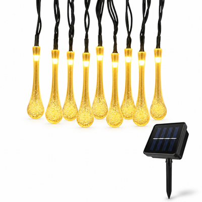 Solar Color-Changing Droplet String Lights (8 Modes)