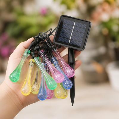 Solar Color-Changing Droplet String Lights (8 Modes)