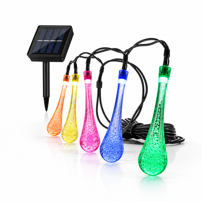 Solar Color-Changing Droplet String Lights (8 Modes)