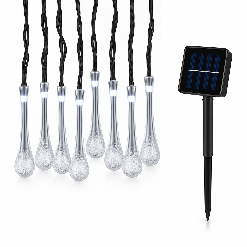 Solar Color-Changing Droplet String Lights (8 Modes)