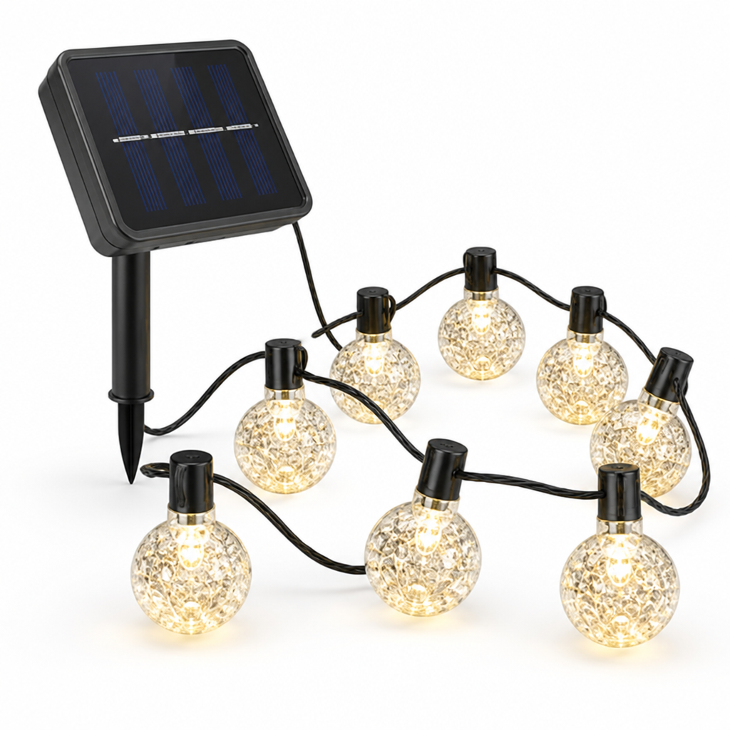 Solar & Dusk Sensor Bubble Globe String Lights