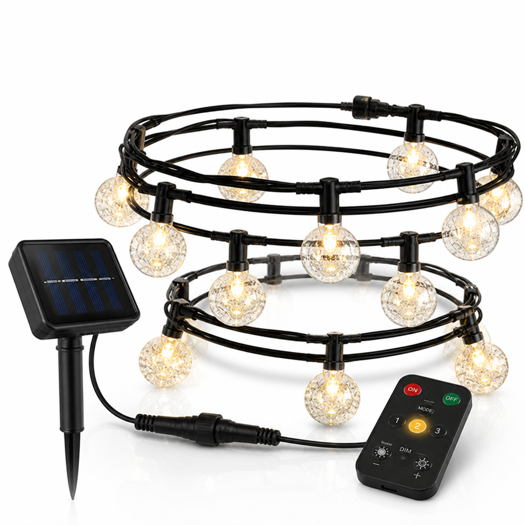 Solar & Dusk Sensor Bubble Globe String Lights