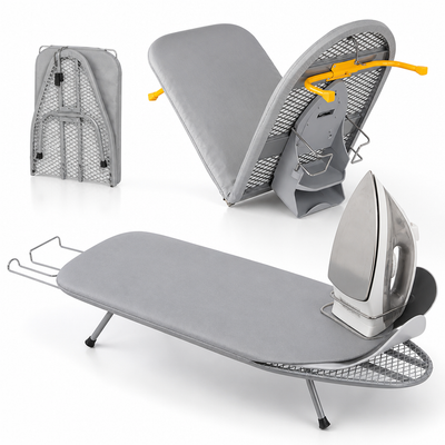 Space-Saving Foldable Ironing Board (Iron Holder & Padded Legs)