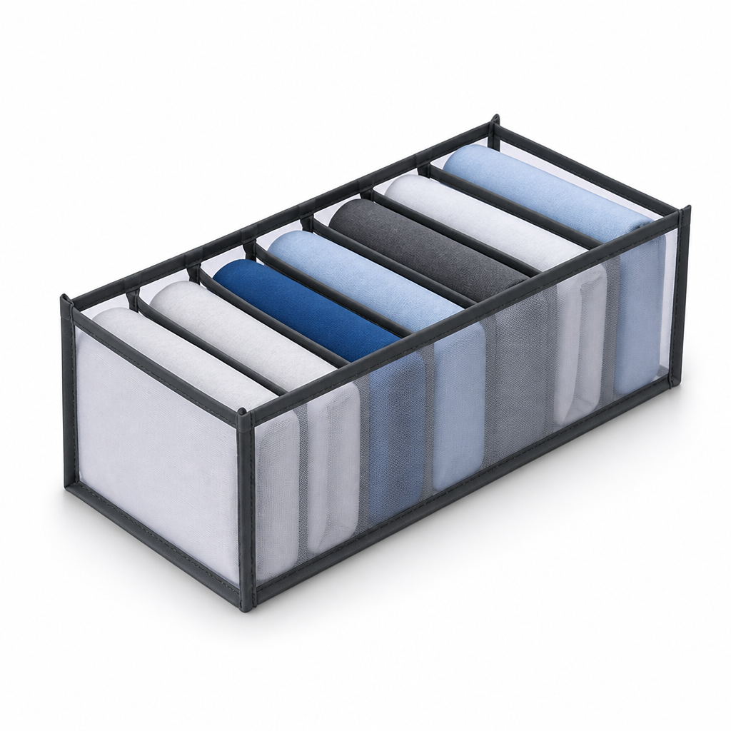 Space-Saving Foldable Nylon Drawer & Closet Organizer (7-Compartment)