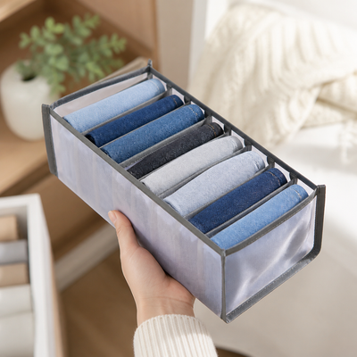 Space-Saving Foldable Nylon Drawer & Closet Organizer (7-Compartment)