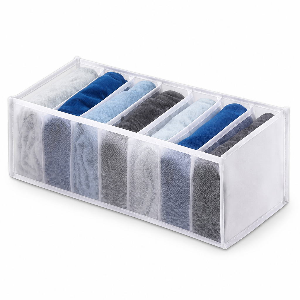 Space-Saving Foldable Nylon Drawer & Closet Organizer (7-Compartment)