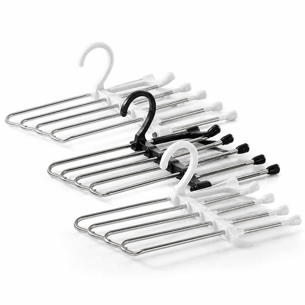 Space-Saving Stainless Steel Trouser Hanger (Holds 5 Pairs)