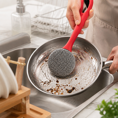 Stainless Steel Scrubber Kitchen Brush (Long Handle)