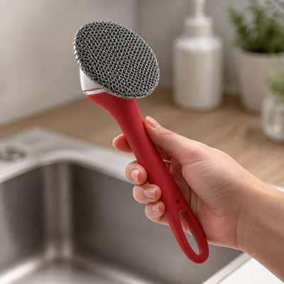 Stainless Steel Scrubber Kitchen Brush (Long Handle)