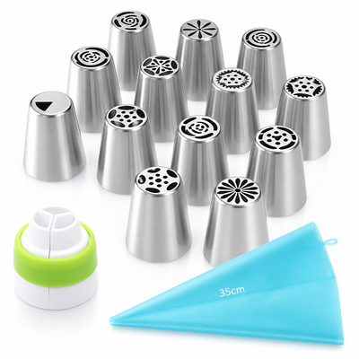 Stainless Steel Tulip Piping Tip Set (14-Piece)