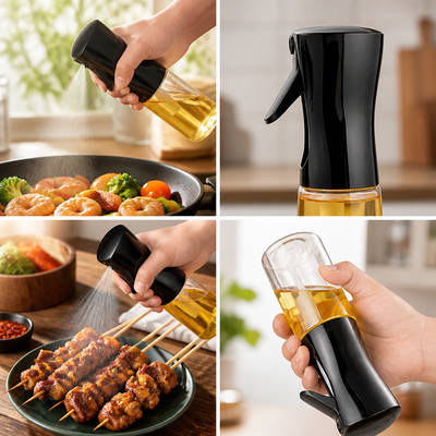 Transparent Ergonomic Oil Spray Bottle (Drip-Free)