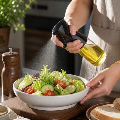 Transparent Ergonomic Oil Spray Bottle (Drip-Free)