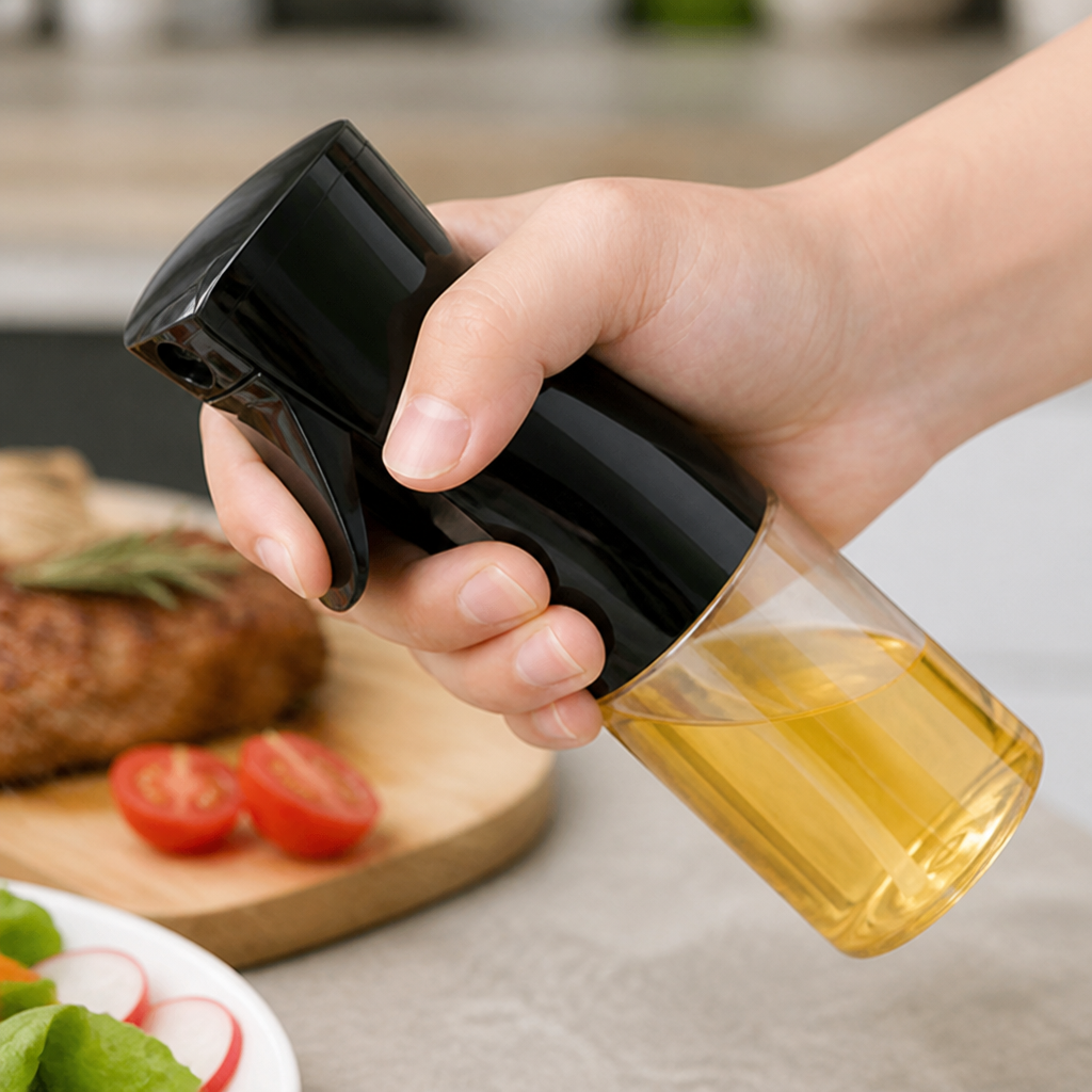 Transparent Ergonomic Oil Spray Bottle (Drip-Free)