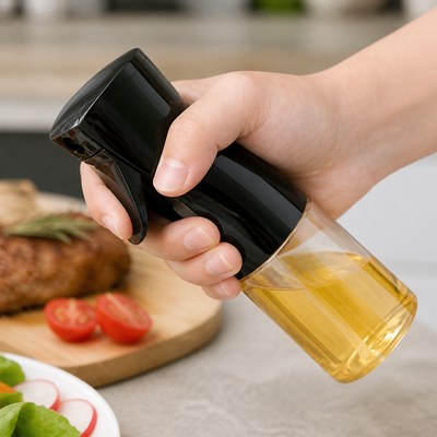 Transparent Ergonomic Oil Spray Bottle (Drip-Free)
