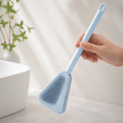 Triangular Silicone Toilet Brush (Wall-Mount Hook)