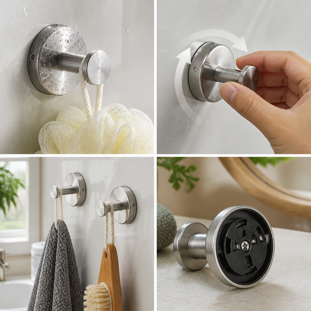 Twist-Lock Suction Cup Hooks (15 lb Capacity)