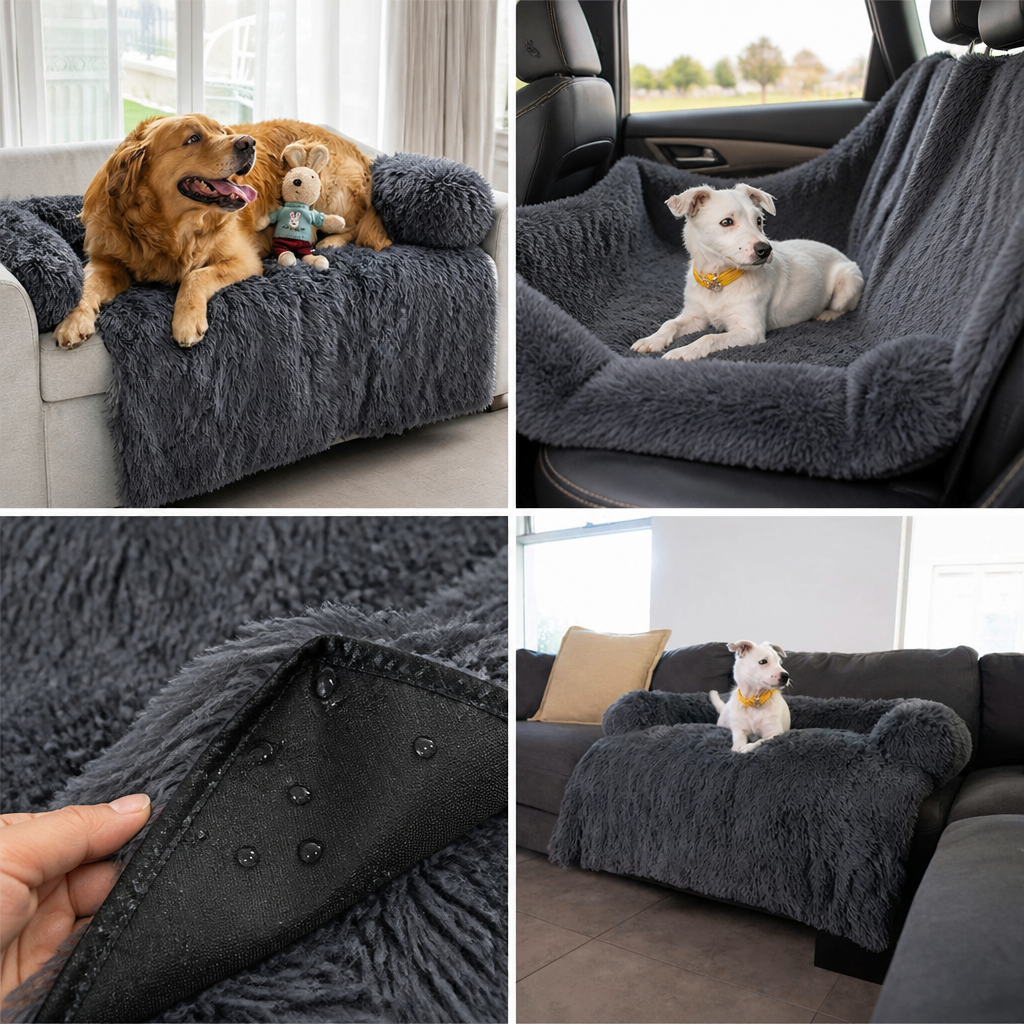 Ultra-Soft Plush & Water-Repellent Dog Sofa Protector