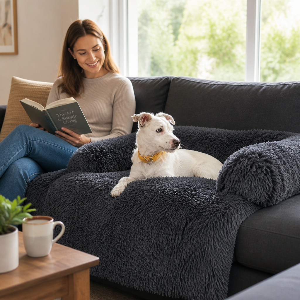 Ultra-Soft Plush & Water-Repellent Dog Sofa Protector