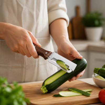 Waste-Saving Wide Curved Blade Peeler
