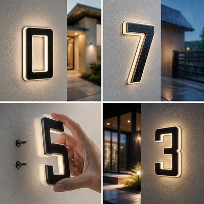 Weatherproof Solar-Powered LED House Number (Auto Dusk Sensor)