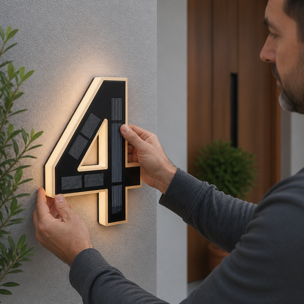 Weatherproof Solar-Powered LED House Number (Auto Dusk Sensor)
