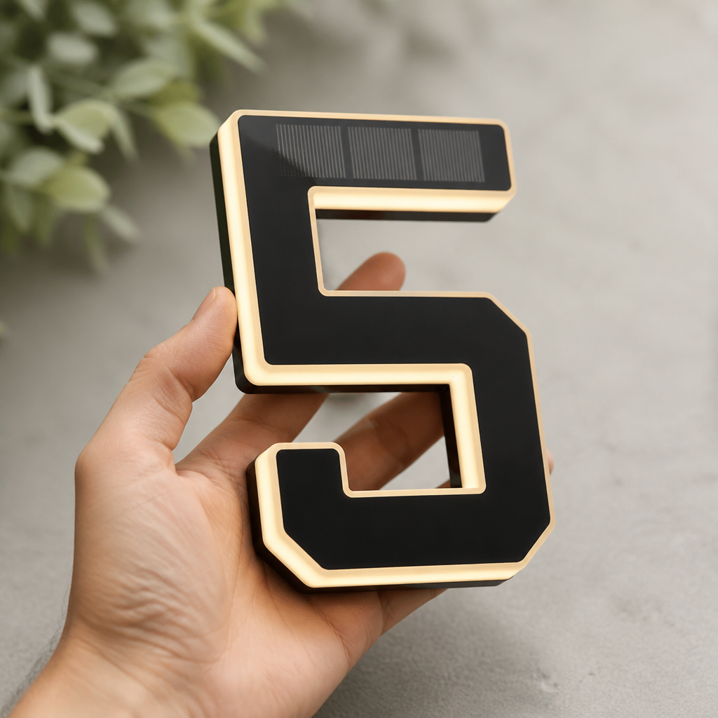 Weatherproof Solar-Powered LED House Number (Auto Dusk Sensor)