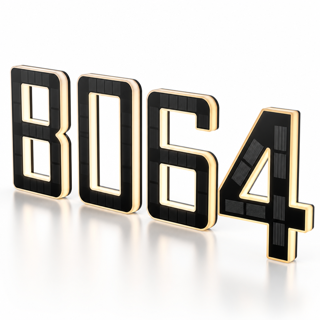 Weatherproof Solar-Powered LED House Number (Auto Dusk Sensor)
